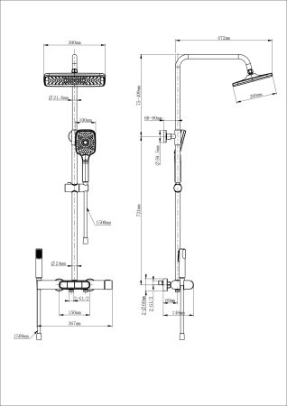 Душевая система с термостатом WONZON & WOGHAND MUSE Legato, Белый матовый (WW-B4129-MW), артикул WW-B4129-MW