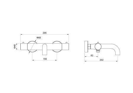 Термостатический смеситель для ванны AQUATEK, матовый черный AQ1343MB ЕВРОПА, артикул AQ1343MB