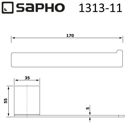 Держатель EVEREST для туалетной бумаги без крышки, хром, Sapho, артикул 1313-11
