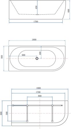 Акриловая ванна Aquanet Family Elegant A 180x80 3805-N-GW-MB, артикул 3805-N-GW-MB