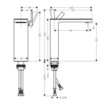 AX MyEdition Панель для смесителя на излив 245мм, цвет: черный орех