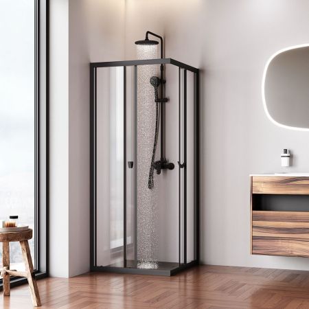 W87G-403-8080-BТ Sunny душ огражд квадратн, раздвижн двери 80x80 черный,стекло прозрачн, артикул W87G-403-8080-BT