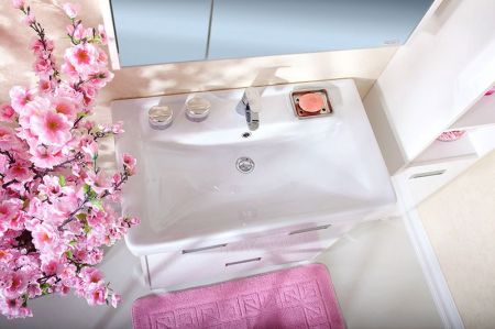 Тумба под раковину Бриклаер Палермо 80 белая высокоглянцевая, артикул 4627125413124