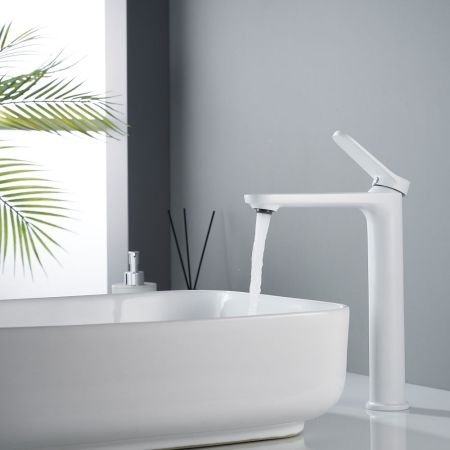 Смеситель для раковины высокий Shevanik S4311C, белый