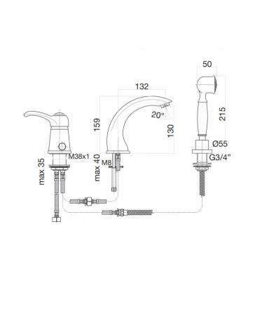 Смеситель на борт ванны Fiore Jafar 47CO5105, хром-золото, артикул 47CO5105