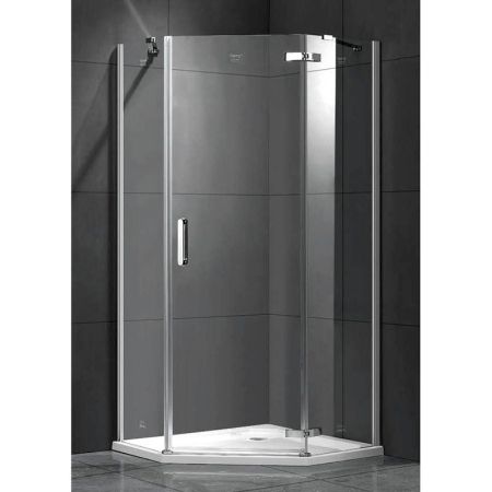 Душевой уголок Gemy Fall Tea 100х100 пятиугольный профиль Хром стекло прозрачное, артикул S29105