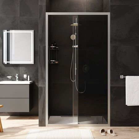 W90G-110-1-195MG Gem Solo Дверь душевая 110х195, стекло тонированное, профиль матовый хром, артикул W90G-110-1-195MG