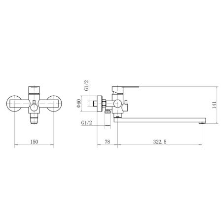 Смеситель для ванны FASHUN A52215N, сатин, артикул A52215N