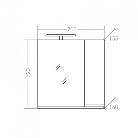 Зеркальный шкаф Санта Марс 70 см, 700283, с подсветкой, белый