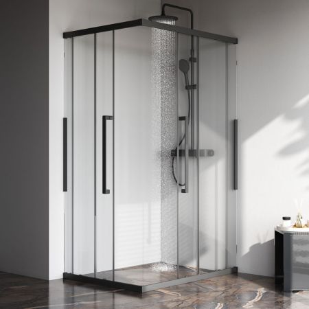 W84G-403-12090-BТ Душевое ограждение Func Square Slide 120х90, черный, прозрачное, артикул W84G-403-12090-BТ