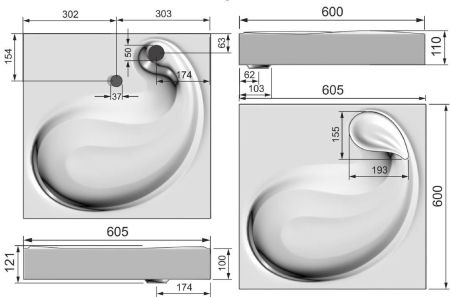 Раковина над стиральной машиной Бьянка 60*60 с кронштейнами