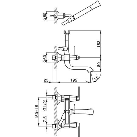CISAL Cherie Смеситель для ванны двухрычажный, с душевым комплектом, цвет розовое золото/черный, артикул CF0001207E