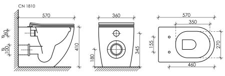 Напольный приставной унитаз Mia Rimless CN1810, артикул CN1810