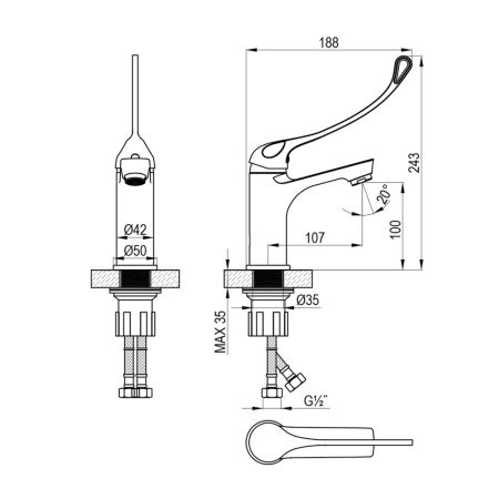 Смеситель Rossinka для раковины монолитный (Y35-26), артикул Y35-26