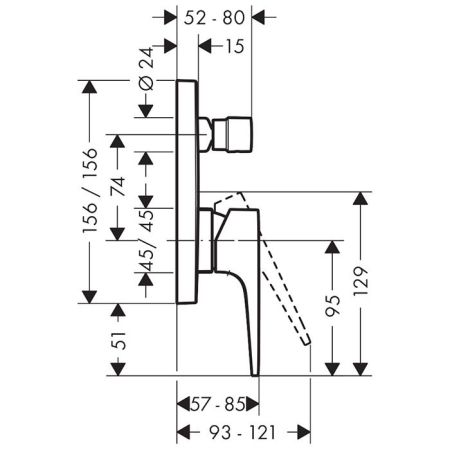 HG Metropol Встраиваемый смеситель для ванны с переключателем (внешняя часть), цвет: шлифованная бронза, артикул 32545140