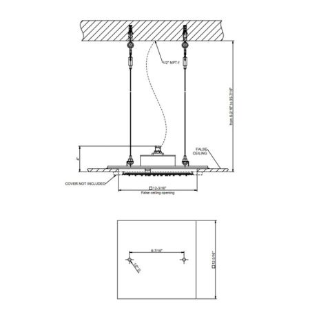 Gessi Minimali Встраиваемая в потолок душевая система 350х350 мм., с функцией тропический ливень, цвет Mirror Steel (без накладной панели 57871), артикул 57801#238