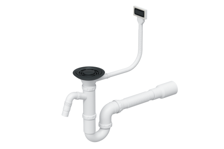 Сифон GRAND одинарный с прямоугольным переливом черный матовый (СФ-0041), артикул СФ-0041