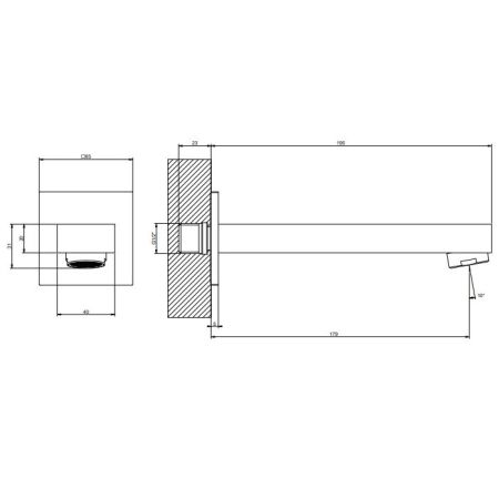 GESSI  INVERSO RIGATO Настенный излив для ванны, цвет: Warm Bronze Br PVD, артикул 73103#726