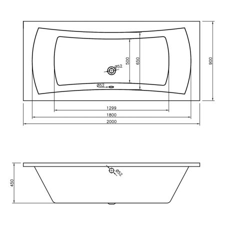 Акриловая ванна Lavinia Boho Evan 37110200, усиленный армированный корпус ванны, 200x90 см, артикул 37110200