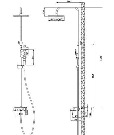 Душевая система со смесителем Singapore black, артикул: ST300BL, ESKO