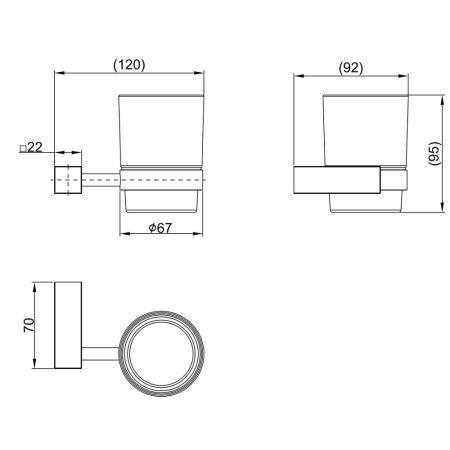 Стакан для ванной Lemark VALDAY подвесной, сталь, стекло, матовый черный (LMA-8135S-BL), артикул LMA-8135S-BL