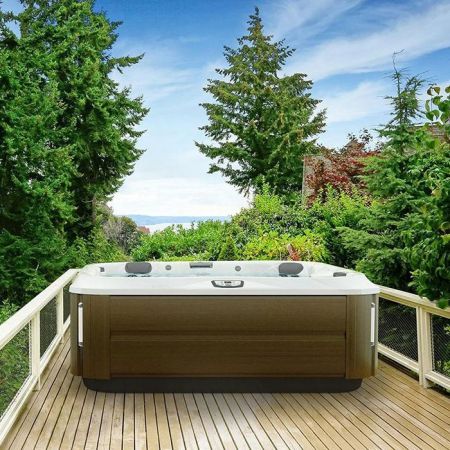 JACUZZI J375 Минибассейн 2310x2310x950 мм., отдельностоящий, Bluewave™ Stereo System, панели Modern hardwood, цвет Platinum (без крышки)