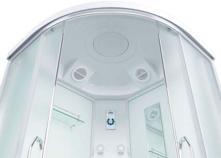 Душевая кабина Erlit Comfort ER4509P 90x90 с гидромассажем задняя стенка Белая стекло матовое