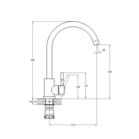 Смеситель для кухни D-Lin H155315, сатин