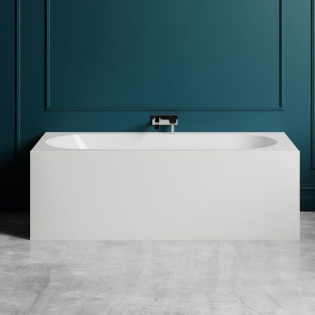 Salini FABIA Ванна пристенная 1700x750x600мм, овальная чаша, донный клапан, сифон,  слив-перелив, мат-л: S-Sense, матовый, артикул 102611M