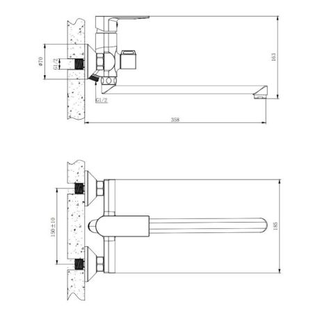 Смеситель для ванны Knotlor KN-33, хром, артикул KN-33
