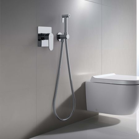 Набор с гигиеническим душем (смеситель + гигиеническая лейка + шланг + шланговое подсоединение с держателем) AQUATEK AQ1219CR ОБЕРОН, артикул AQ1219CR