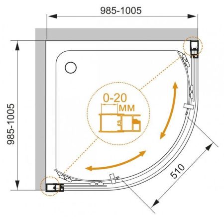 Душевой уголок CEZARES MOMENTO-R-2, артикул MOMENTO-R-2-80-C-Cr