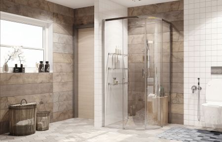 Душевой уголок Ambassador Queen 11011102-ST10, полукруглый, угловой трап, 100х100, артикул 11011102-ST10