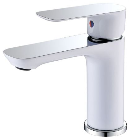 Смеситель ABBER Weiss Insel AF8010W для раковины, белый-хром Смеситель ABBER Weiss Insel AF8010W для раковины, белый-хром