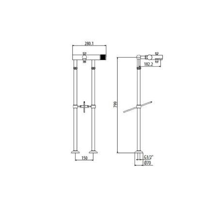GATTONI MD Смеситель для ванны напольный, ручка RONCO, цвет хром, артикул MD505/22C0