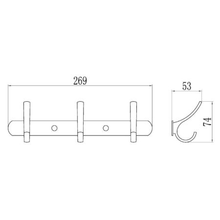 Планка с крючками Savol S-004253, хром, артикул S-004253