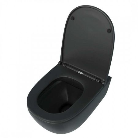 Унитаз подвесной Maretti Elena безободковый с микролифтом, EA10PBM61-560, черный, артикул EA10PBM61-560