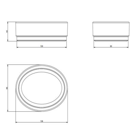 GESSI OVALE Мыльница настольная, белая, основание хром, артикул 25327#031