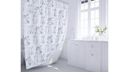 Шторка для ванны Fixsen Teddy Wash FX-1505 Белая Черная, артикул FX-1505