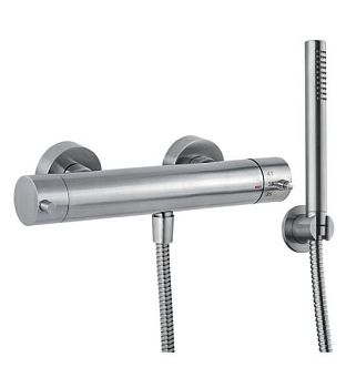 Emmevi Filoinox, однорычажный термостатический смеситель для душа c набором для душа, из нержавеющей стали