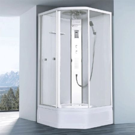 Душевая кабина Orans EW-112 100x100 с гидромассажем профиль Белый задние стенки Белые, артикул EW-112