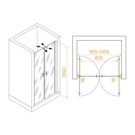 Душевая дверь RGW PA-104B (1000), артикул 060810410-14