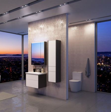 Зеркальный шкаф Roca Ronda 60 ZRU9302968 с подсветкой Белый глянец Антрацит, артикул ZRU9302968