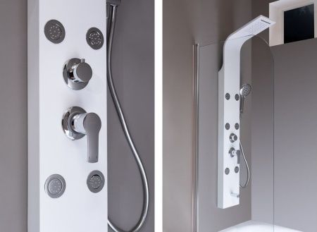 Душевая панель Galaxy White с гидромассажем и изливом Душевая панель Galaxy White с гидромассажем и изливом