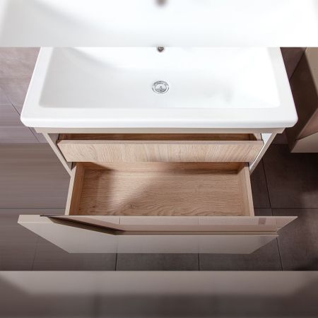 Тумба под раковину подвесная Бриклаер Брайтон бежевый, 80 см, артикул 4627125415838