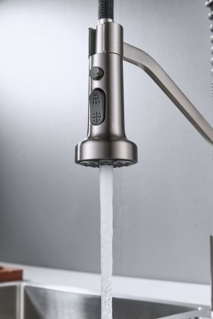 Смеситель для кухни с гибким изливом Shevanik S963L, сатин