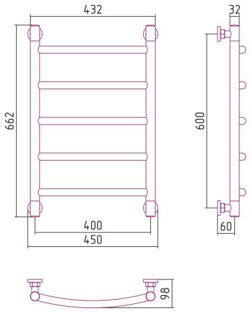 Полотенцесушитель водяной "ГАЛАНТ+" 600х400 (Шампань), артикул 020-0200-6040