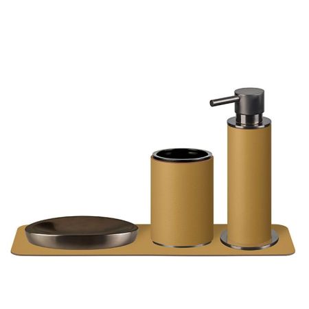 ADJ Стакан для зубных щеток, D7xH10 см., цвет:graphite/горчичный, артикул 4941.graphite/40