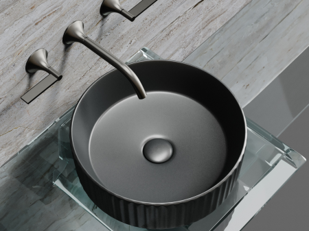 Умывальник чаша накладная круглая (цвет Темный Антрацит Матовый) Элемент (Element) 360x360x115мм, артикул CN6057MDH