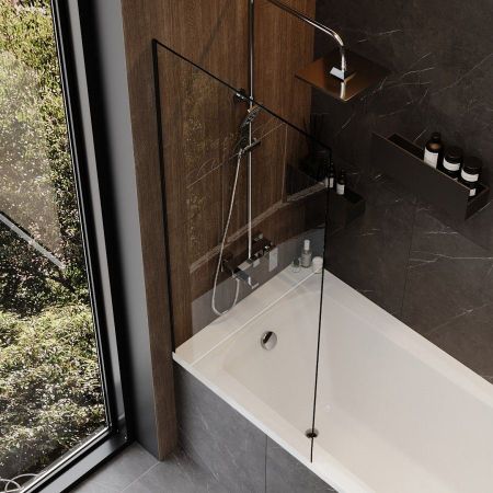 Шторка на ванну 70х140 см Maretti Marta MA41F7014099-560, профиль черный, артикул MA41F7014099-560